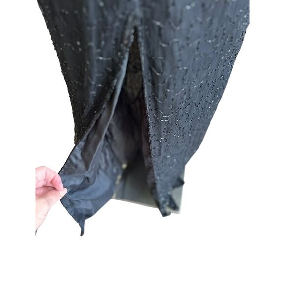 Vintage Stenay Silk Beaded Maxi Dress 6 Black Gown Cocktail Beaded Formal Party - Picture 2 of 16